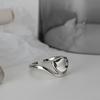 J1143 Estilo Coreano Simple Nicho Anillo de Piedra Irregular de Plata de Ley S925 para Mujer Estilo Frío Ins Anillo Abierto