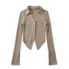 Outono e Inverno novo estilo de desejo puro garota popular cardigã de tricô de manga longa com lapela top elegante slim afina cintura decote V profundo para mulheres