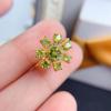 Vendas Diretas da Fábrica Joias de Pedras Preciosas Coloridas Prata 925 Cravejada Anel de Peridoto Natural Multi-Cápsulas Redondo Boca Viva em Forma de Flor