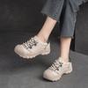 Zapatos Nuevos Jiejie de Shanghái para Otoño e Invierno con Punta Redonda y Cordones Delanteros Dedo Gordo Feo Lindo Ligeros Simples Modernos de Cuero para Mujer