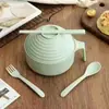 Tigela de Palha de Trigo para Macarrão Instantâneo com Alça para Uso Doméstico, Dormitório Estudantil, Tigela para Comer Estilo Coreano, Tigela para Ramen, Tigela de Plástico Espessado