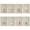 Bolsas de Arpillera Navideñas, Bolsas de Regalo para Fiestas Infantiles, Bolsas de Dulces de Lino con Cordón, Bolsas de Empaque de Regalo de Muñeco de Nieve Navideño