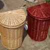Cesta de bambú de ratán bolsa de mimbre bolsa de ratán hecha a mano cesta de almacenamiento cesta para accesorios de baile cesta para recolectar accesorios de danza étnica cesta