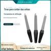 Lixa de Unha de Cabo Plástico de Dupla Face Metal Inoxidável Polimento Jateado Lixa Manicure em Estoque