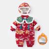 Roupas com Acolchoamento de Algodão e Lã, Macacão Peça Única para Bebês Meninos, Modelo 3967, Roupa de Ano Novo Chinesa de Inverno para Bebê, Manga Longa