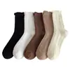 Meias Personalizadas para Mulheres na Primavera e Verão, Meias JK Versáteis de Cano Médio, Renda de Cânhamo, Boca Larga, Listras, Trilha Sonora, Sapatos da Sorte, Preto e Branco, Longas Femininas