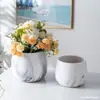 Vaso de cerâmica florido banhado a ouro padrão mármore personalidade simples criativo nórdico plantas verdes colorido redondo hidropônico suculentas