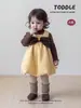 Conjunto de Estilo Retro para Niñas de Otoño e Invierno Vestido Chaleco con Lazo Niña Pequeña Suéter con Felpa Ropa Interior Base Ropa Cálida de Invierno