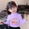 Y2348# Camiseta de veludo alemão de manga comprida para meninas outono Roupas Joker doce e fresca com estampa gola redonda top camisa base T