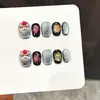 Yihe Original Danza del León Fuegos Artificiales Brillantes Arte de Uñas Hecho a Mano Parpadeante Tendencia Nacional Año Nuevo Pegatinas para Uñas Cortas