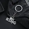 Estilo Europeu e Americano Coroa Letra Rei Completo de Diamante Pingente de Chaveiro Tendência Masculina Hip-Hop Transfronteiriço Acessórios de Chaveiro