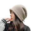 Sombrero de Montón Popular de Internet para Mujer Otoño e Invierno Hecho en Japón Cara Pequeña Baotou Sombrero Frío Envoltura Cabeza Grande Cordón Ajustable Rizo Sombrero de Lana Tejido