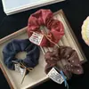 Gravata Borboleta de Letra Estilo Coreano Scrunchie de Bolinhas Cor Café Versátil Simples Prendedor de Cabelo Feminino Acessório de Cabelo Atacado Novo Modelo