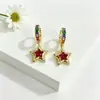 Brincos de Estrela de Cinco Pontas Rosa de Venda Quente para Comércio Exterior Europeu e Americano, Presilhas de Orelha de Estrela Personalizadas Modernas e Charmosas, Em Estoque para Atacado
