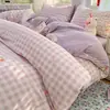 Juego de Cuatro Piezas 100% Algodón Clase A Estilo Fresco ins Funda de Edredón Individual de Algodón Puro Juego de Tres Piezas Sábana Bajera de Grado para Dormir Madre e Hijo Ropa de Cama