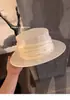 Chapéu Feminino de Verão Palha Elegante Retro Francês Temperamento Pérola Linho Topo Plano Respirável Versátil Proteção Solar Chapéu de Sol