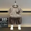 Conjunto de Verano a Rayas de Manga Corta para Niños Estilo Coreano Niños Pequeños Atractivo Moderno Ropa Deportiva Conjunto de Dos Piezas Ropa de Verano para Bebé