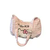 Bolsa de estilo japonés con estampado de cuadros de dibujos animados de alto valor para mujer, bolsa tipo dumpling de gran capacidad para verano, versátil para estudiantes, para ir al trabajo, de hombro o cruzada