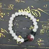 Pulsera de Jade Blanco Anti-Hetian Semilla de Bodhi Flor de Loto Pulsera de Círculo Único Wen Juega Cuentas de Buda Joyería Suministro para Lugares Turísticos Venta al por Mayor