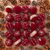 Bolas Decorativas Navideñas, Adornos Navideños Pintados en Rojo Vino, Bolas Colgantes Afelpadas, Decoración de Escena para Ventanas de Hoteles y Centros Comerciales