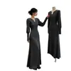 Vestido de punto con cuello estilo francés para mujer, nueva colección otoño e invierno, entallado a la cintura, adelgazante, vestido largo maduro y elegante