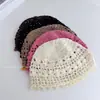 Sombrero de Punto Hueco Retro Hecho a Mano de Nicho para Mujer, Sombrero de Lana Transpirable de Verano con Lentejuelas, Cuentas y Borlas, Sombrero Turbante de Moda