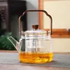 Tetera para preparar té para usar en estufas eléctricas, tetera de vidrio resistente a altas temperaturas con asa, tetera de cerámica eléctrica para uso doméstico, fabricante de juegos de té