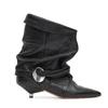2026 Nuevo Estilo de Comercio Exterior Gamuza Mate Punta Fina Tacón Delgado Tacón Bajo Con Cordones Hebilla Metálica Tacón de Gatito Botas Vaqueras Botines Zapatos de Mujer