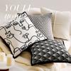 Funda de Almohada de Lujo Estilo Chanel Blanco y Negro Estilo Francés Simple Estilo Italiano Lujo Ligero Cojín para Sofá Sala de Estar Ventana Saliente