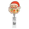 Porta-Crachá Retrátil de Acrílico Shaker de Natal Carretel Retrátil de Árvore de Natal com Clipe Jacaré Giratório