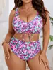 2026 Nuevo Traje de Baño Sexy de Leopardo Colorido para Exportación Europea y Americana, Talla Grande, Bikini Dividido Push-Up para Mujer