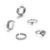 Anillo de Amor Abierto Geométrico Retro Simple Creativo para Mujer Personalizado ins Moderno Diseño Nicho Anillo de Cadena Juego de 5 piezas