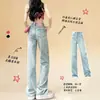 Jeans de Cor Clara, Modelo Largo e Estreito para Mulheres, Novo Estilo Primavera/Verão 2026, Cintura Alta, Com Caimento, Para Baixinhas, Calça Solta de Perna Reta, Comprimento até o Chão