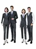 Terno Listrado Outono e Inverno 2023 Unissex Terno Profissional Slim Fit Roupa de Trabalho Terno Ol Roupa de Trabalho Emagrecimento Roupa Formal