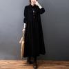 Estilo Nuevo Primavera y Otoño 2026 Ropa Artística para Mujer Tallas Grandes Casual Cálido Pana Solapa Vestido Largo Acampanado para Mujer