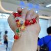 Pulseira de contas de data vermelha do ano de nascimento 2024 pulseira de cristal de pedra vermelha contas da sorte ano do Dragão contas de concha vermelha pulseira de Ano Novo