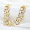 Joyería Xuandi Collar de 25 mm Hexagonal Incrustado de Diamantes Cadena Cubana de Seis Filas Accesorios para Hombres Cadena Cubana Hip-Hop