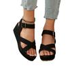 Nuevas Sandalias Romanas de Cuña con Plataforma de Comercio Exterior para Mujer, Talla Grande, Tacón Medio, Punta Abierta, Tira Cruzada con Hebilla, Sandalias de Playa