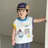 Lanweiliyang Roupa Infantil Meninos Camiseta Regata de Algodão Puro 2026 Verão Novo Estilo Top Masculino Fashion