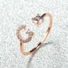 Anillo con Letra de Oro Rosa Nuevo de Amazon Transfronterizo Anillo Abierto con Diamante Blanco Joyería de Mano Anillo Único Personalizado Venta al por Mayor