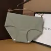 Ropa Interior de Seda de Hielo Sin Costuras para Mujer Algodón Puro Antibacterial en la Entrepierna Cintura Media Niñas Nuevo Simple Color Puro Tallas Grandes Bragas para Mujer