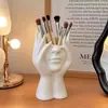 Soporte para Brochas de Maquillaje con Rostro Abstracto Nórdico Mesa de Tocador Escritorio Almacenamiento para Sombras de Ojos Lápices de Cejas Plumas Estilográficas Estante de Almacenamiento