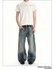 Jeans de lavado retro americano multibotón transfronterizos, unisex, nueva colección de otoño, corte holgado, pierna recta versátil, pantalones largos hasta el suelo, algodón