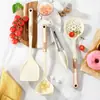 Espátula de silicona Pala de cocina antiadherente Cuchara Espátula de silicona Espátula para saltear Cocina del hogar Sartén antiadherente Cuchara para saltear Cuchara para sopa