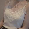 Cuello Blanco Nuevo Primavera y Otoño 2024 Nuevo Sexy Encaje Blanco Camisola de Mujer Verano Top Interior para Capas