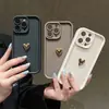 Funda para Teléfono Móvil con Arena Dorada en Forma de Corazón Tridimensional Adecuada para Apple 17Pm, Funda Protectora iPhone 15 13 de Color Sólido con Agujero de Precisión