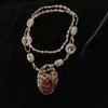 Colar Longo Borboleta com Contas Estilo Étnico Vintage para Mulheres, Corrente de Suéter Estilo Garota Popular Retro de Shibuya, Corrente para Clavícula Subcultura