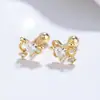 Brincos de Laço para Mulheres, Brincos de Prata 925, Luxo Leve com Toque de Alto Padrão, Joias de Zircônia em Formato de Coração, Ear Cuffs de Design Exclusivo