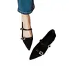 Nuevos y elegantes zapatos Mary Jane de punta plana para mujer, estilo francés otoño 2026, zapatos negros con estampado de leopardo de una sola tira