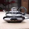 Caimouse cafetera creativa resistente al calor tetera de vidrio gris ahumado para el hogar tetera de juego de té hecha a mano tetera para hacer té estufa eléctrica de cerámica